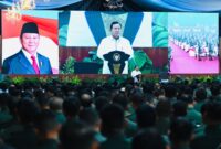 Panglima TNI Dampingi Presiden RI Berikan Pengarahan Kepada Dansat Jajaran TNI